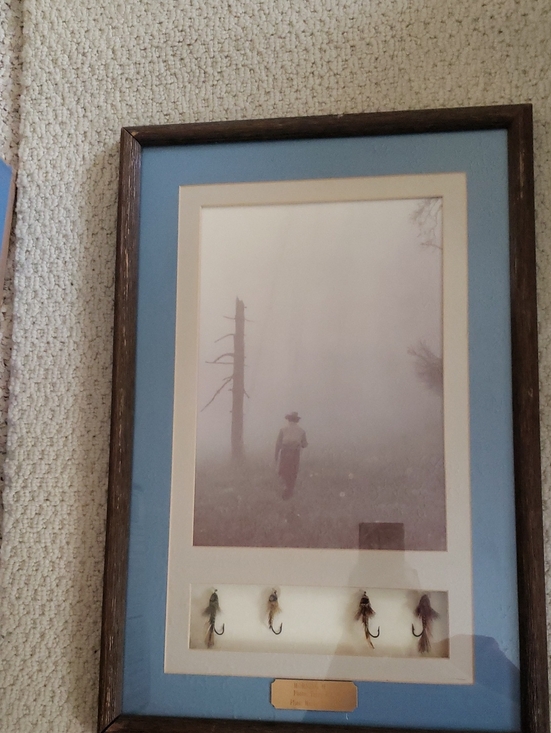 Terry Ring and Marty Downey Other - "Morning Mist" By Terry Ring with Fly Lures By Marty Downey In Rustic Frame